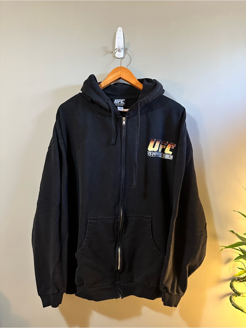 UFC Black Full-Zip Hooded Jacket with Gradient Logo